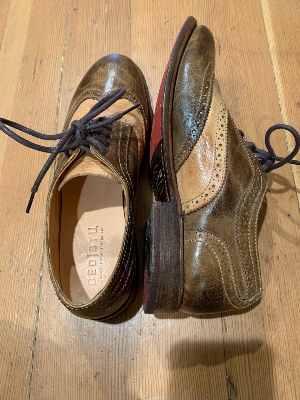 BED|STU Two-Tone Brown & Tan Wingtip Brogues - Picture 4 of 6